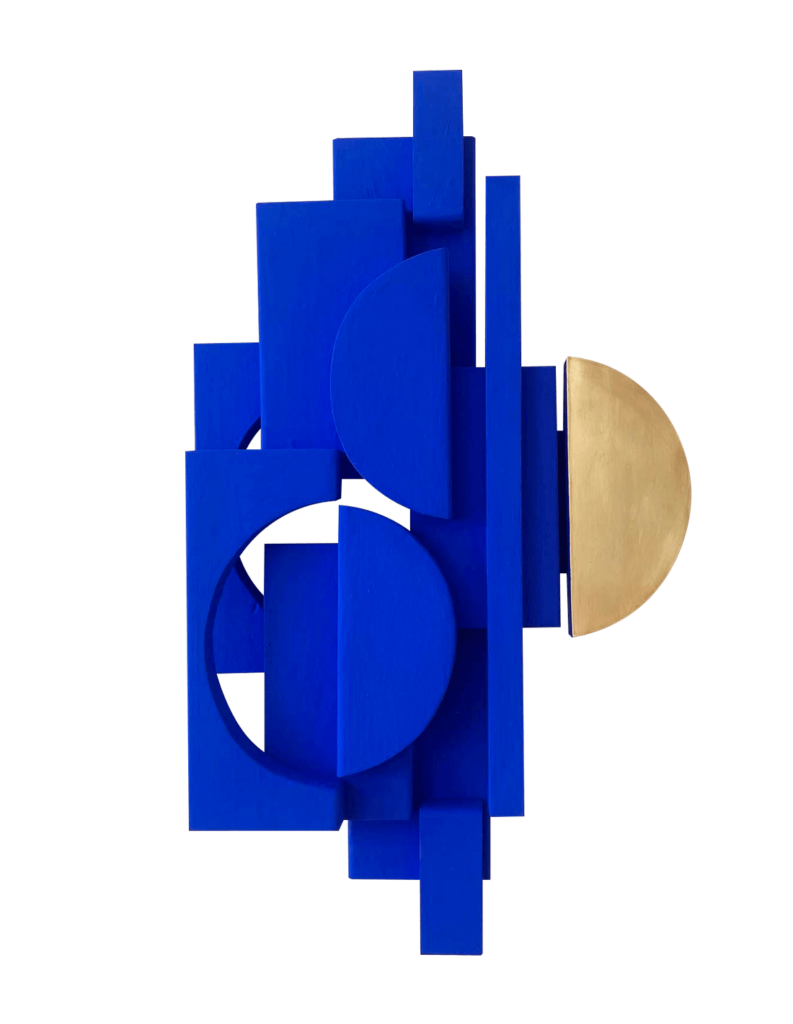 Blue object with brass