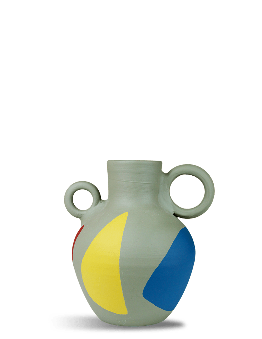 Image of Vase moyen gris, jaune et bleu