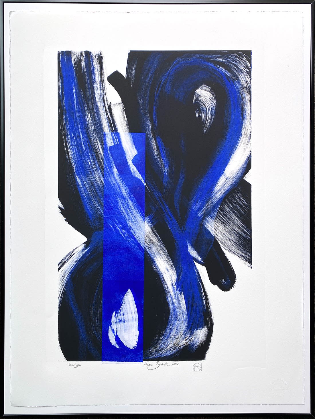 Image of Monotype 1 bleu avec collage