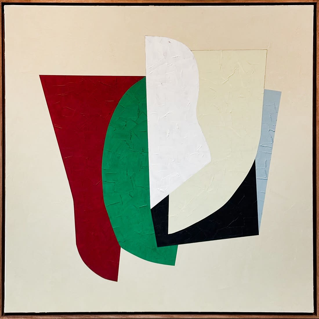 Image of Sans titre (fond beige, forme rouge, verte, blanche, noire, bleue)